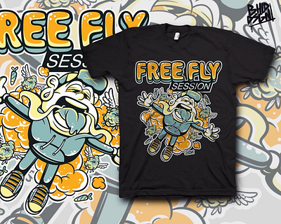 Free fly session art artwork branding cartoon character character design clothing design illustration merch