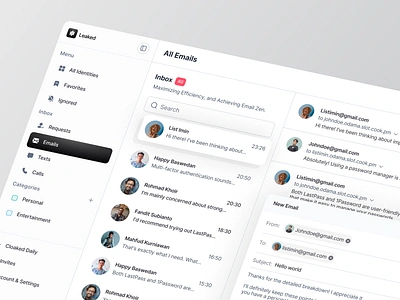 Inbox messages dashboard design direct messages email inbox interface messages messaging product design saas ui ux