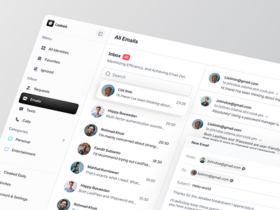 Inbox messages dashboard design email inbox interface messages product design saas ui ux