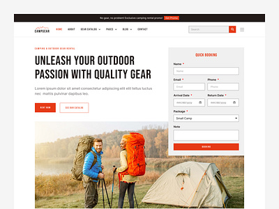 Campgear - Camping & Outdoor Gear Rental camping design elementor outdoor themeforest ui ux
