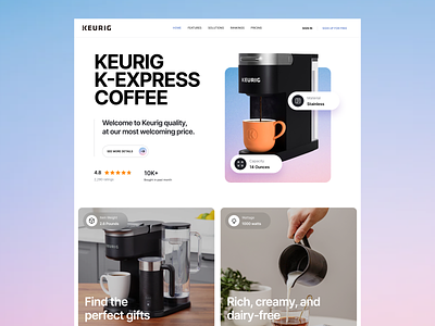 Keurig Landing Page amazon coffee details ecommerce elementor keurig landing maker online page product shop shopify theme ui webflow website wordpress