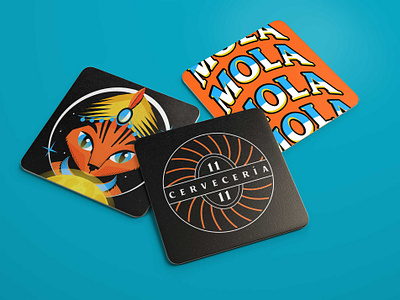 Mola Beer beer branding cat coaster costarica illustration packaging