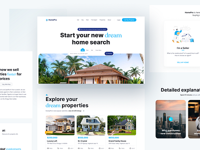 Real Estate Landing Page agency airbnb branding clean design home home page house landing page properties property real estate real estate agency real estate agent real estate website realestate ui villa web ui website