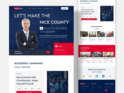 President - A Political Campaign Website branding campaign campaign message election graphic design illustration landing page political political candidate political landing page raise political contributions ui ux website