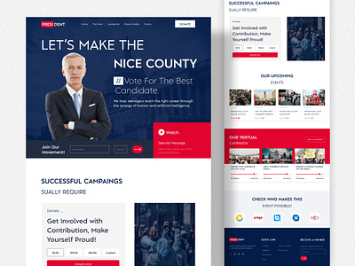 President - A Political Campaign Website branding campaign campaign message election graphic design illustration landing page political political candidate political landing page raise political contributions ui ux website