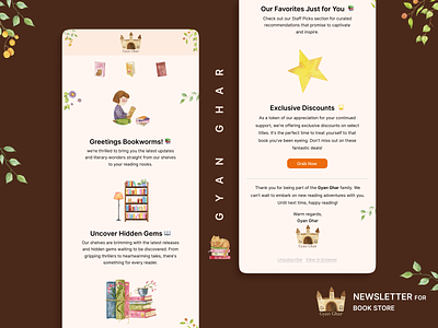 Newsletter For Book Store - Mobile Version book design dribbble illustration library mobile newsletter store ui ux vector version watercolor