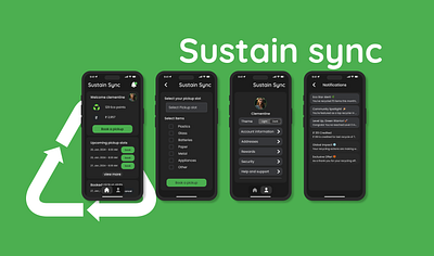 Sustain sync - Recyling app app branding figma interaction design ios ui ui ux ux
