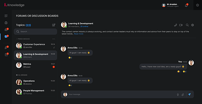 Forum or Discussion Board chat design dark dashboard design ui web