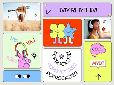 Music Collage animation characters collage colorful graphic design illustration motion graphics music rhythm