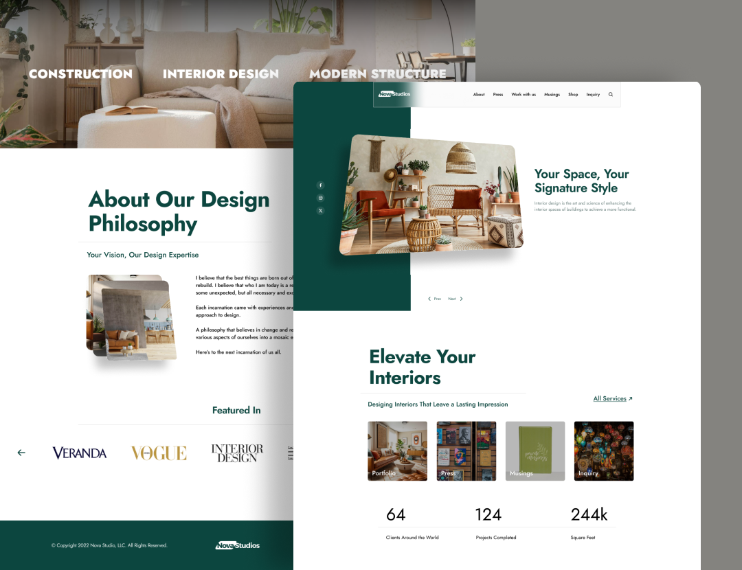 Interior Design Website design digital green homepage interior interior agency interior design interior website minimal modern style ui ui design unique ux ux design wesbite