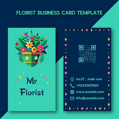 Florist Business Card branding businesscard design floral florist flower graphic design illustration logo template vector