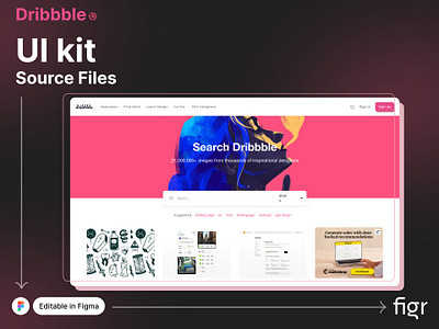 Make Dribbble UI your own branding design editable figma free freelance kit landing page mockup product product design template ui ui design ui kit ui ux web app web design website website design