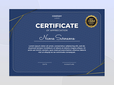 Professional Certificate Modern Design badges certificate blue blue gold certificate certificate achieve certificate of appreciation certificates modern modern design