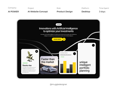 AI Website Concept by Muggle Designer 3d animation branding design graphic design illustration logo motion graphics ui vector
