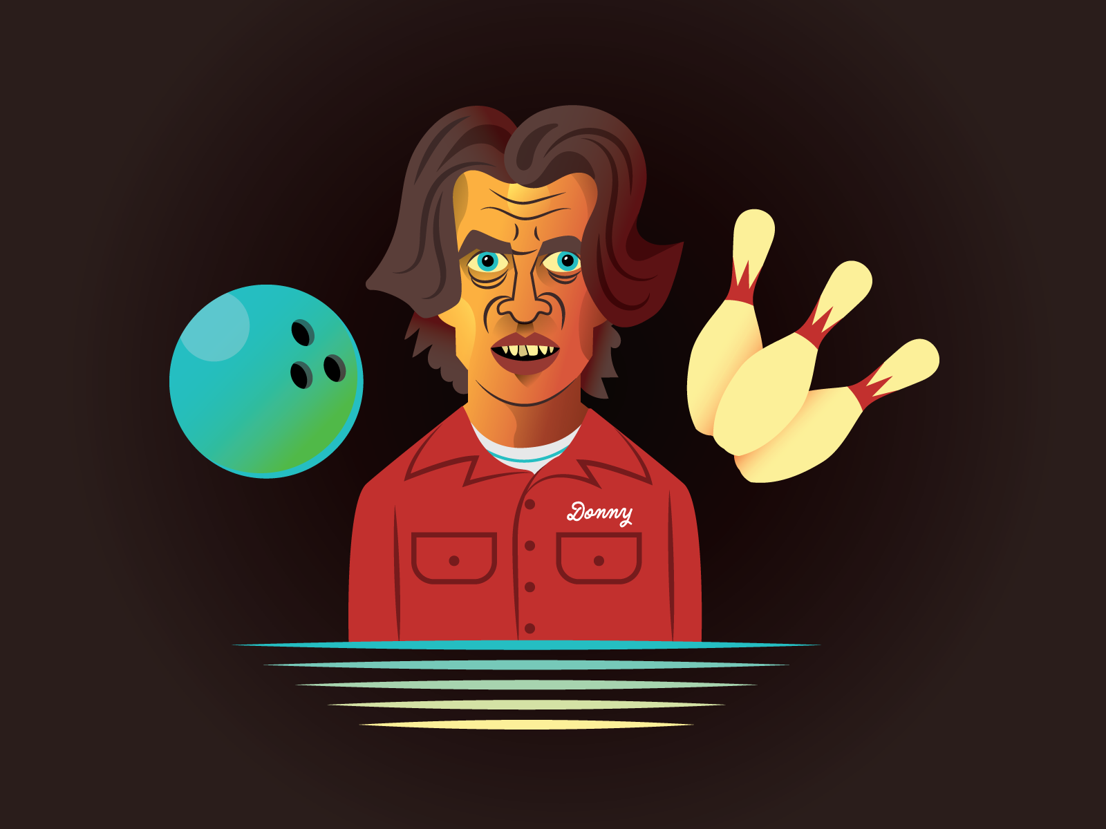 Theodore Donald Kerabatsos big lebowski bowling bowling ball bowling pin coen brothers donny gradient illustration movie character portrait steve buscemi vector