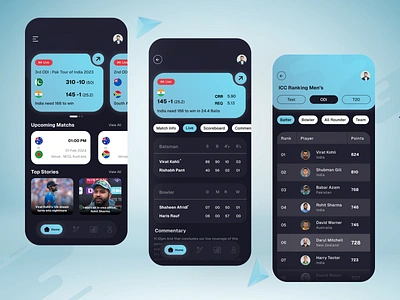 Live Cricket News App Design app design cricbuzz cricket news app cricket scorecard app live cricket live cricket score mobile app ui scorecard sports app ui design