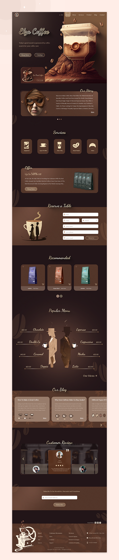 Coffee Shop Web Design coffee shop website design figma design illustration interface design landing page landing page design ui ui design user interface design ux design web app web application website website design