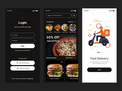 Food Delivery - Mobile App brand identity branding illustration minimal mobile app typography ui ui design user experience user interface ux ux design ux ui design vector visual design