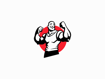 Bodybuilder Logo bodybuilding bodycuilder branding cartoon comics design fitness geometric gym identity illustration logo man mark mascot muscles sports supplements symbol vector