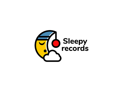 Sleepy records brand branding illustration logo vector