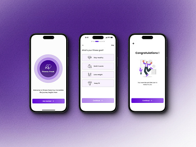 User onboarding of a fitness app. app fitnessapp ui useronboarding