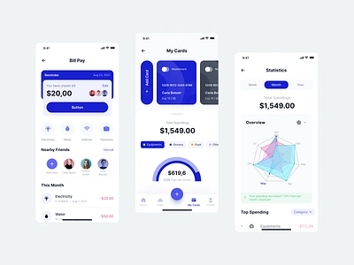 RocketPay - Finance Mobile App app button cards charts design finance financial graphics home mobile mobile design pixlayer scroll swipe tabs ui ui kit ui8 ux