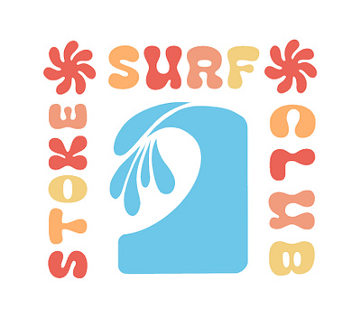 Stocked club color holidays longboard shortboard stoke summer surf surfing vintage wave