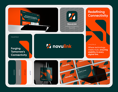 NovuLink.ai Brand Identity ai app bold design brand identity branding connectivity logo logo design mockup tech ui design