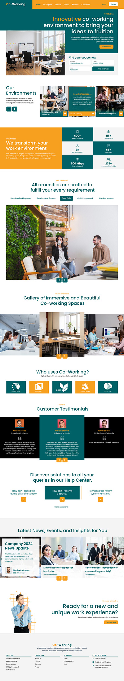 Co-working Business Website Landing Page UI Design business website landing page business website ui design design landing page design landing page ui design ui ui design