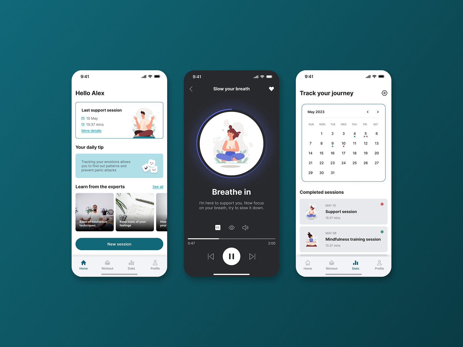 Meditation app design mobile app by Erica Colombo on Dribbble