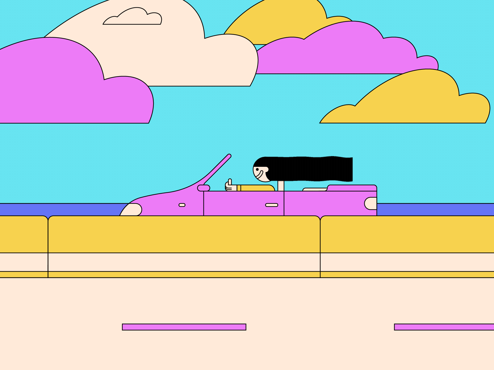 Long Drive adventure animation car drive geometric gif illustration loop