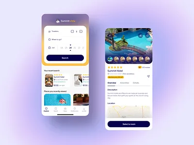 Summit Vista App app booking branding design hotel product design travel ui ux website
