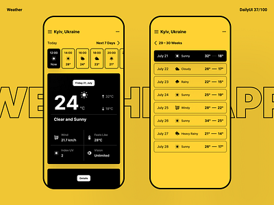 Weather Design — Daily UI #37 app dailyui design product redesign ui ux weather weather app