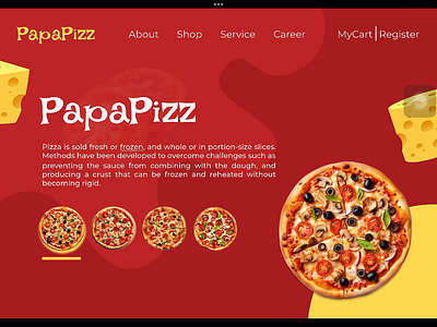 PapaPizz Website UI 3d advertisng animation branding design figma food fresh graphic design happy logo motion graphics pizza red ui ux vector website yellow