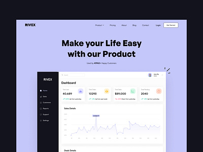 Rivex - SaaS Website Template clean hero landing minimal saas software startup ui ux webflow website