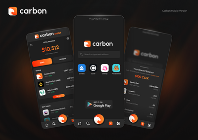 Web 3 Carbon Browser (7+ Million Downloads) browser crypto crypto app mobile mobile app ui uiux