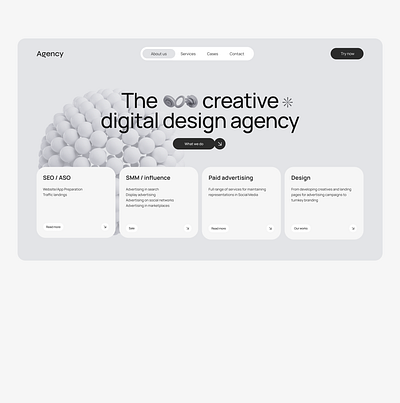 The concept of a website page for Digital Agency design ui website