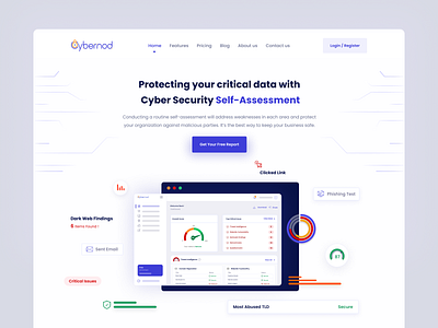Cybernod | Landing page app branding cyber cybersecurity dashboard design landing product design ui ux website