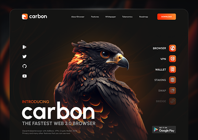 Web 3 Carbon Browser (7+ Million Downloads) best ui branding browser crypto dark ui figma graphic design tranding ui ui uiux web design website