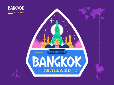 Bangkok · Thailand badge bangkok design graphic design illustration label luggage luggage sticker sticker thailand travel travel sticker typography