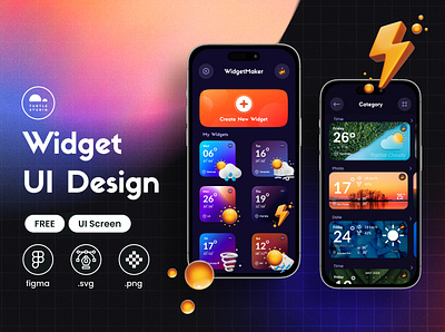 Widget App UI android app app ui figma free graphic design ios app ios widget ui ui presentation ux weather weather widget widget widget design widget ui