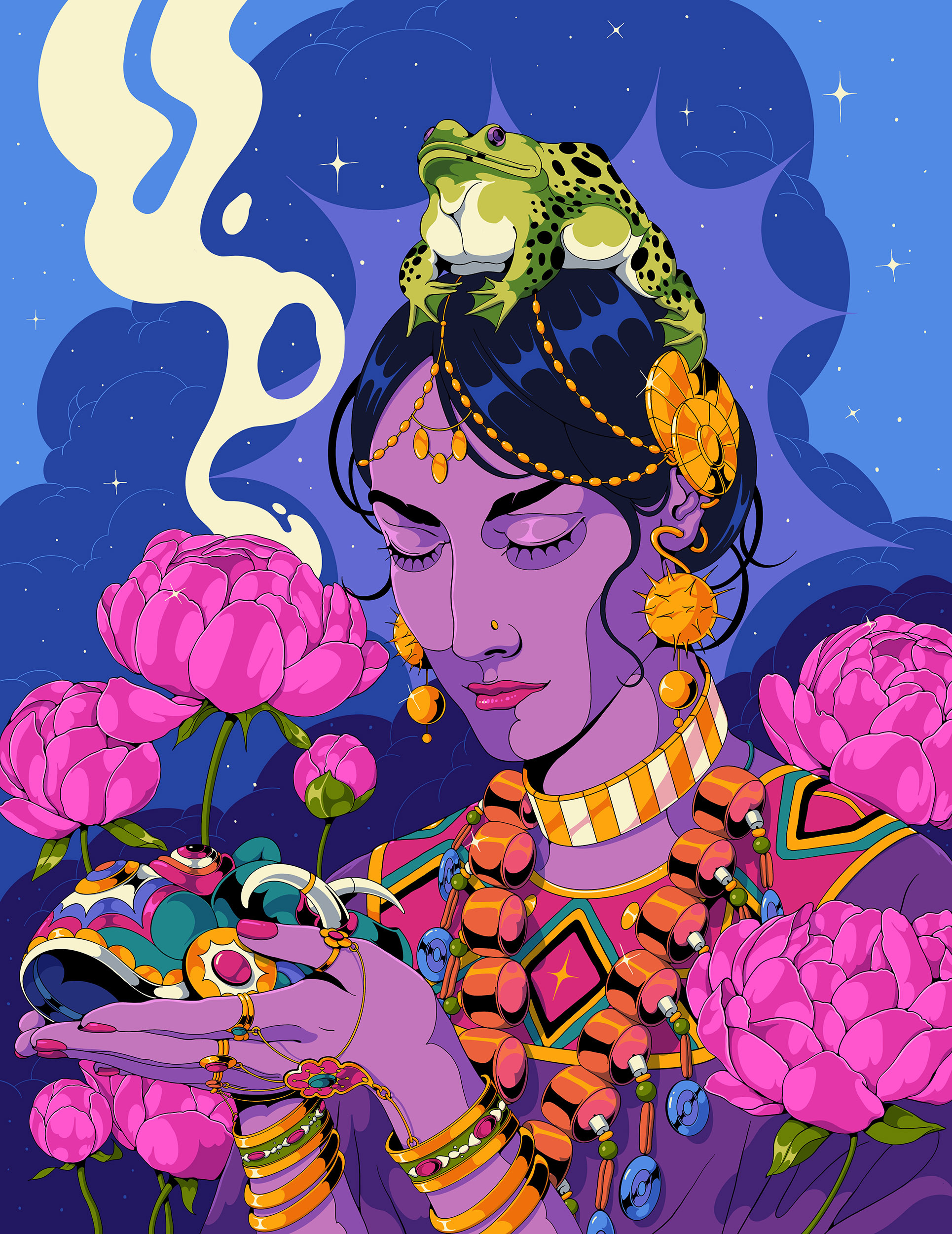 Enchanting Reverie art design flower illustration portrait