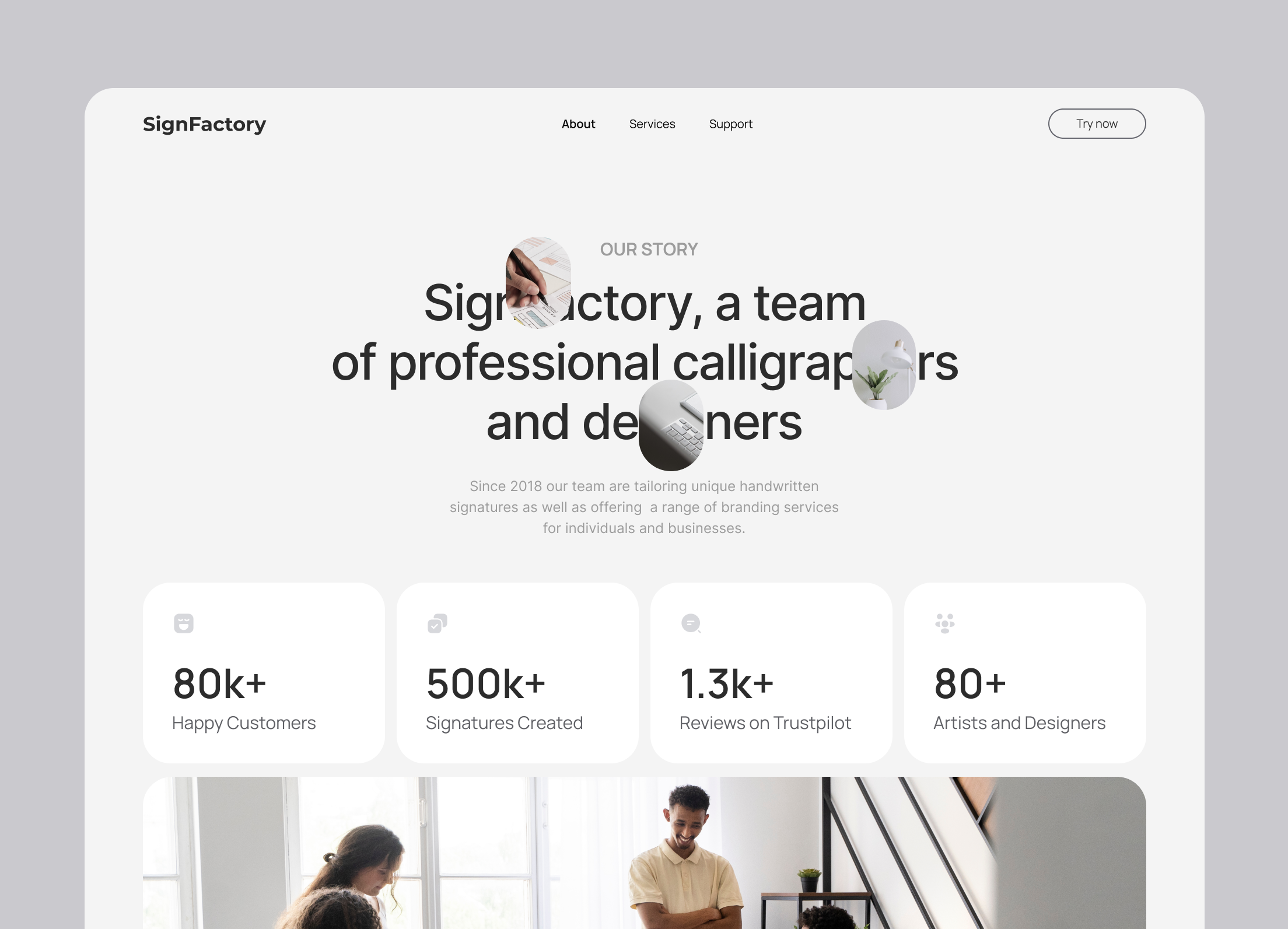 The concept of a website page for advertising agency concept design ui ux website