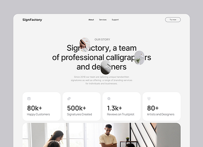 The concept of a website page for advertising agency concept design ui ux website