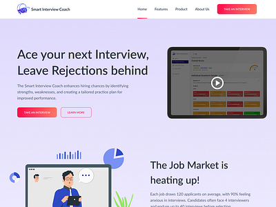 Smart Interview Coach - Website branding coaching website design figma graphic design illustration landing page logo prototyping ui uidesign uiux user interface website wireframing