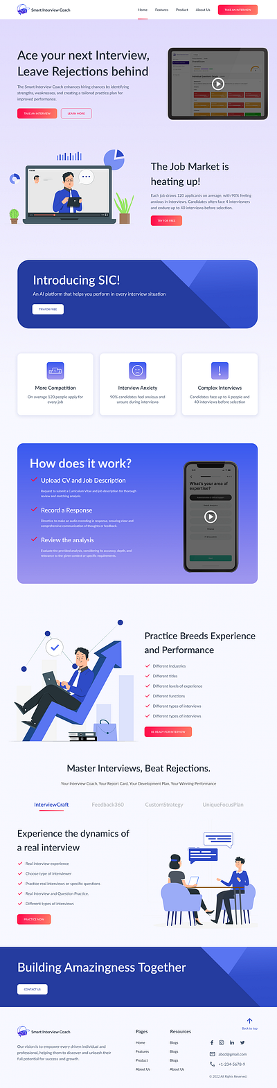 Smart Interview Coach - Website branding coaching website design figma graphic design illustration landing page logo prototyping ui uidesign uiux user interface website wireframing