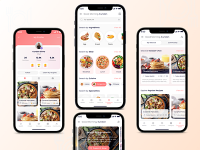 Food Recipe App app design figma fitnessapp food foodapp foodorderingapp graphic design health healthapp home page landing mobile app mobileapp shopping app ui uidesign ux wellbeingapp