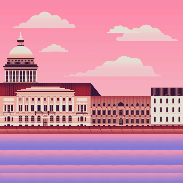 Saint Petersburg animation architecture church city cloud editorial illustration illustration illustrator minimal river ship sky vector