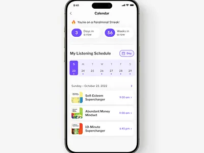 Calendar page design IOS app app audio calendar ios mind mobile mobileapp relaxation schedule ui