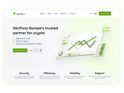 XenForo Crypto landing page concept crypto design graphic design green money ui vector xen